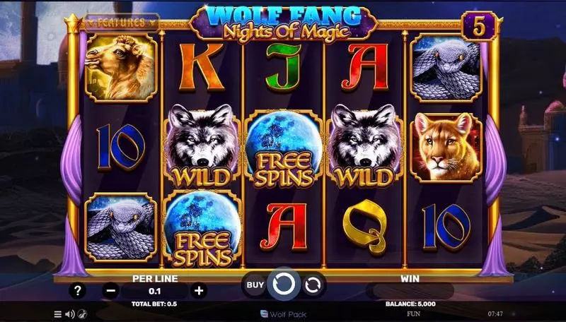 Main Screen Reels - Spinomenal Wolf Fang – Nights Of Magic Slot