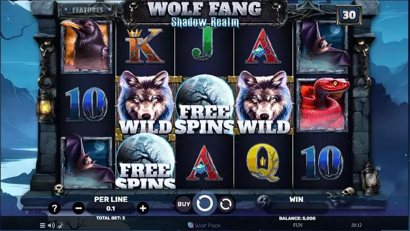 Main Screen Reels - Spinomenal Wolf Fang – Shadow Realm Slot