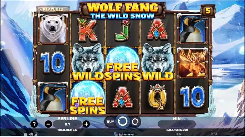 Main Screen Reels - Spinomenal Wolf Fang – Supermoon Slot