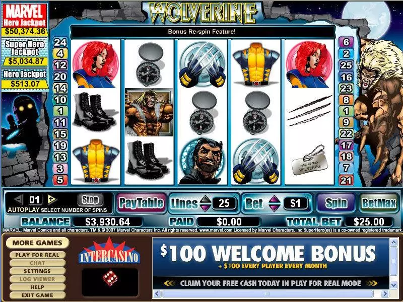 Main Screen Reels - CryptoLogic Wolverine Slot