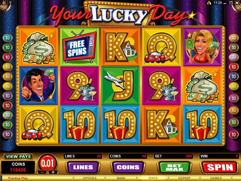 Main Screen Reels - Microgaming Your Lucky Day Slot