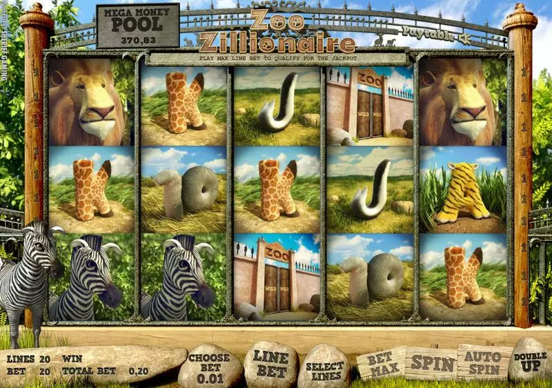 Main Screen Reels - Sheriff Gaming Zoo Zillionaire Slot
